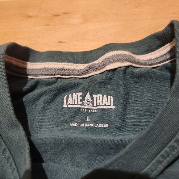 Lake and Trail Green/ Teal Long Sleeve with Print, Size Large - Picture 4 of 9